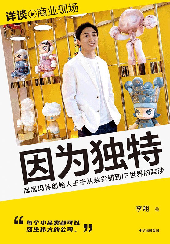 因为独特：泡泡玛特创始人王宁从杂货铺到IP世界的跋涉封面